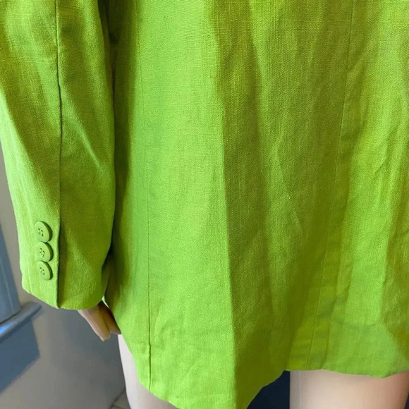 J.R.T Linen Cotton Blend Light Green One Button Suit Blazer Women 8 Pockets - Picture 7 of 8